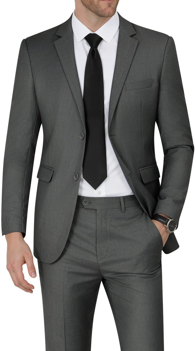 WEEN CHARM Men's Suits Slim Fit 2 Piece Wedding Tuxedo Two Button Groom Prom Party Solid Tux Blazer Pants Set - Image 1